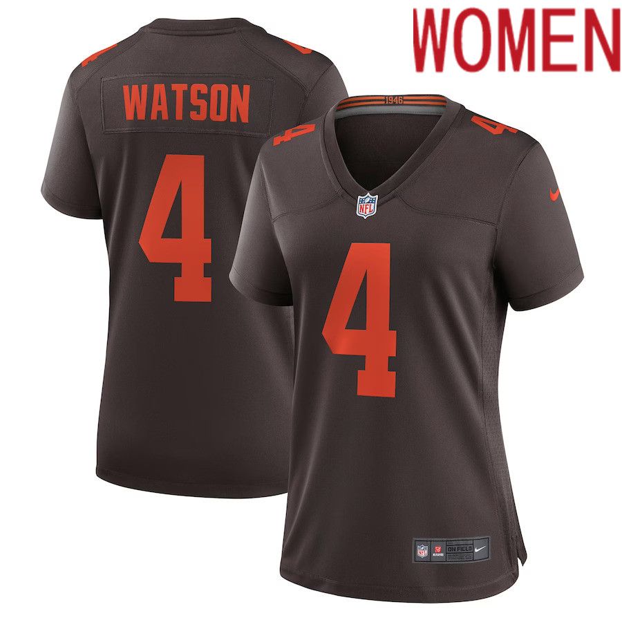 Women Cleveland Browns 4 Deshaun Watson Nike Brown Alternate Game NFL Jersey